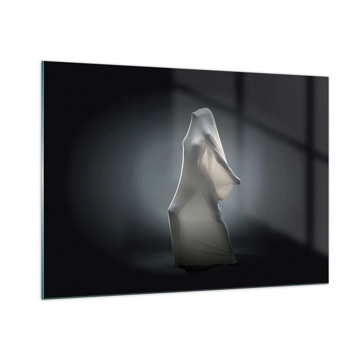 Obraz na szkle - Tajemnicza sylwetka w delikatnym świetle - 100x70cm - Ukryte pragnienia - Nowoczesna dekoracja ścienna do salonu, kuchni i sypialni ARTTOR