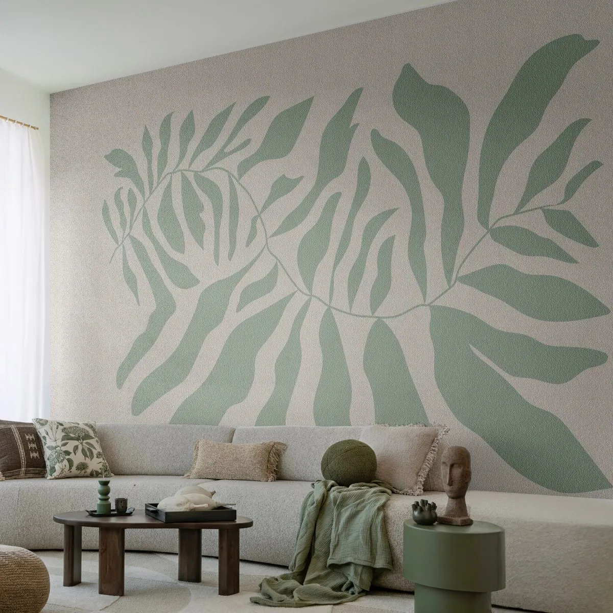 Fototapeta Samoprzylepna Deluxe Sticker - Szmaragdowa gałązka - Boho, Roślina, Botaniczny - 100x70 cm