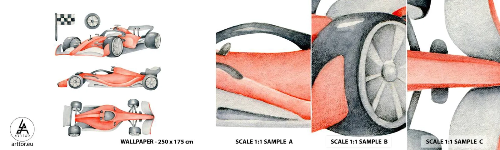 Fototapeta Próbka Standard Eco - Doścignąć marzenie - Wyścigówki, Samochody, Dziecięce - 100x30 cm