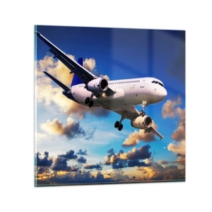 Obraz na szkle - Podróż w bieli i błękicie - 50x50 cm