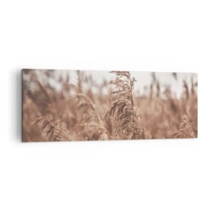Obraz na płótnie - Złote trawy na tle jesiennej scenerii - 140x50cm - Na polach już jesień - Nowoczesna dekoracja ścienna do salonu i sypialni ARTTOR