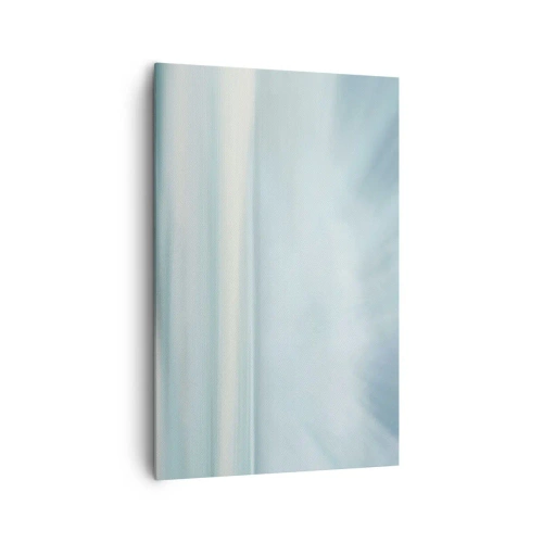 Obraz na płótnie - Minimalistyczny pejzaż w delikatnych odcieniach błękitu - 80x120cm - Spokój aż po horyzont - Nowoczesna dekoracja ścienna do salonu i sypialni ARTTOR