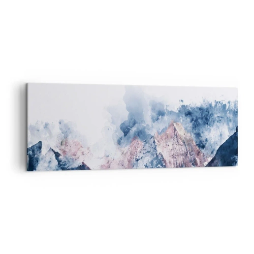 Obraz na płótnie - Akwarelowe góry w pastelowych odcieniach na białym tle - 140x50cm - To są szczyty! - Nowoczesna dekoracja ścienna do salonu i sypialni ARTTOR
