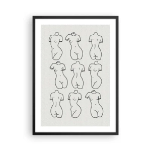 Plakat w czarnej ramie - Minimalistyczna ilustracja kobiecych sylwetek w czarnych konturach - 50x70cm - Tylko Wenus - Nowoczesna dekoracja ścienna do salonu i sypialni ARTTOR
