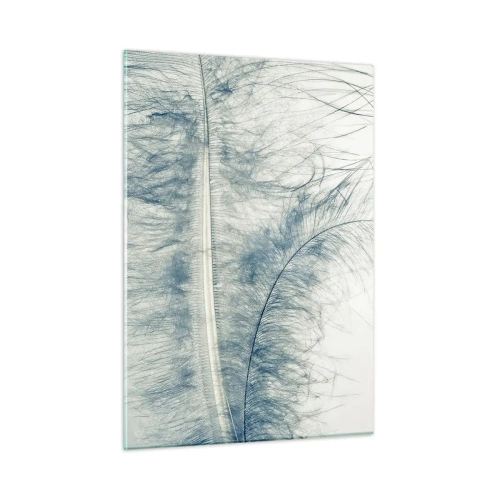 Obraz na szkle - Delikatne pióro na jasnym tle w minimalistycznym stylu - 50x70cm - Szept natury - Nowoczesna dekoracja ścienna do salonu, kuchni i sypialni ARTTOR