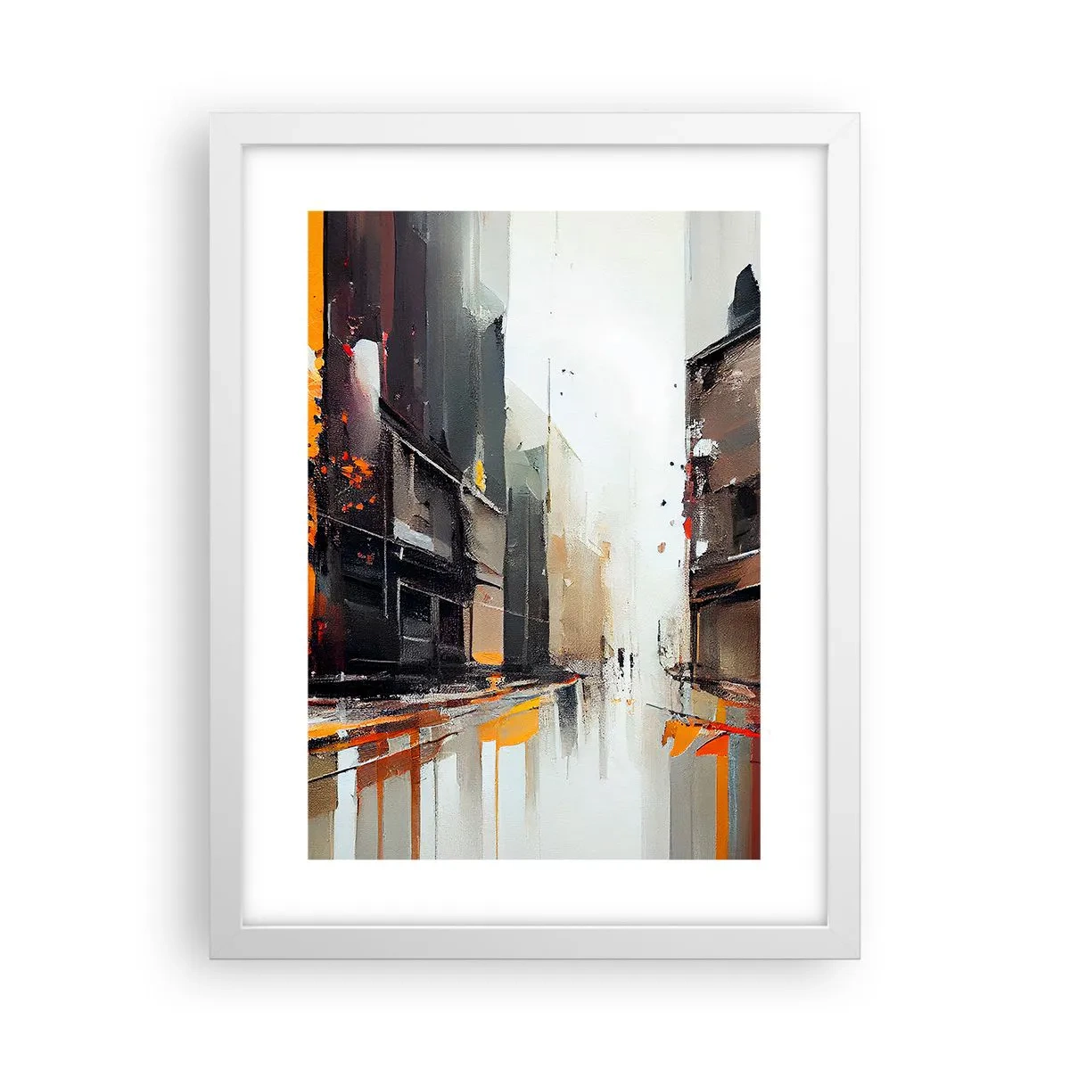 Plakat w białej ramie - Deszczowy dzień - 30x40 cm