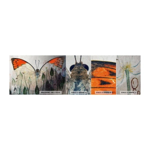 Fototapeta Próbka Premium Canvas - "Kędy się motyl kołysa na trawie" - Abstrakcja, Motyl, Natura - 100x30 cm