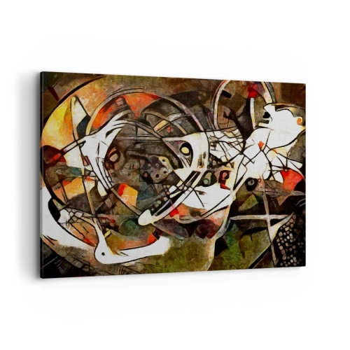 Obraz na płótnie - Ekspresyjna abstrakcja w ciemnej tonacji z dynamicznymi liniami - 100x70cm - Słyszysz ruch? - Nowoczesna dekoracja ścienna do salonu, kuchni i sypialni ARTTOR