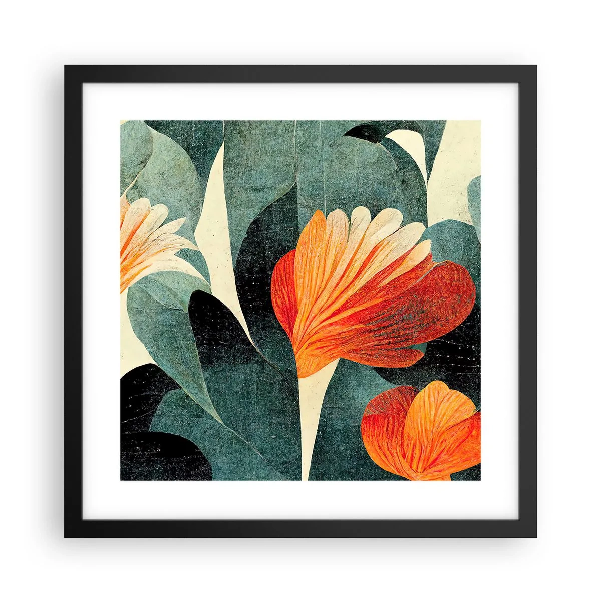 Plakat w czarnej ramie - Żar tropików i chłód zieleni - 40x40 cm
