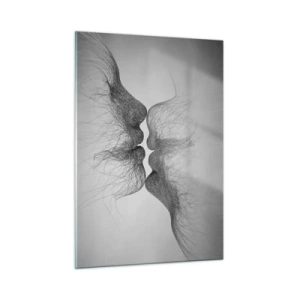Obraz na szkle - Abstrakcyjny pocałunek w czerni i bieli - 50x70cm - Pocałunek wiatru - Nowoczesna dekoracja ścienna do salonu, kuchni i sypialni ARTTOR