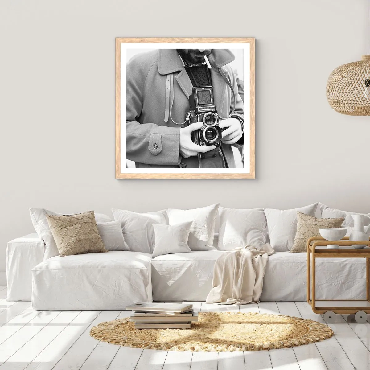 Plakat w ramie jasny dąb - W stylu retro - 40x40 cm