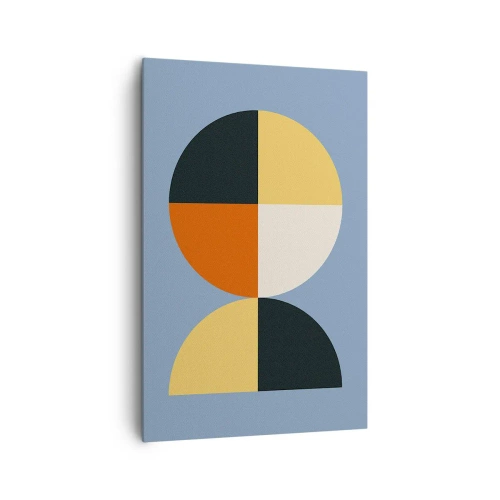 Obraz na płótnie - Geometryczne koła na błękitnym tle - 80x120cm - Patrz i licz - Nowoczesna dekoracja ścienna do salonu i sypialni ARTTOR