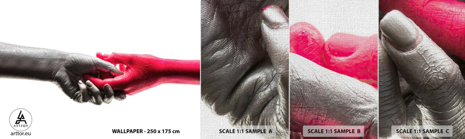 Fototapeta Próbka Premium Canvas - Razem, choć inni - Ludzkie Dłonie, Ręka, Abstrakcja - 100x30 cm