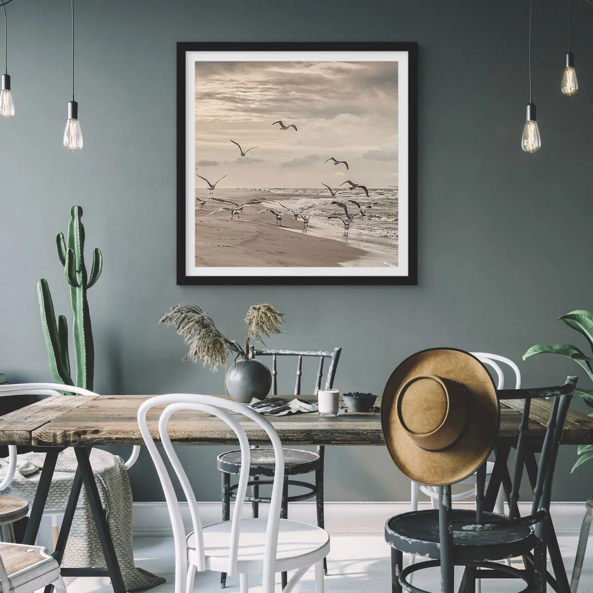 Plakat w czarnej ramie - Morza szum, ptaków śpiew - 60x60 cm