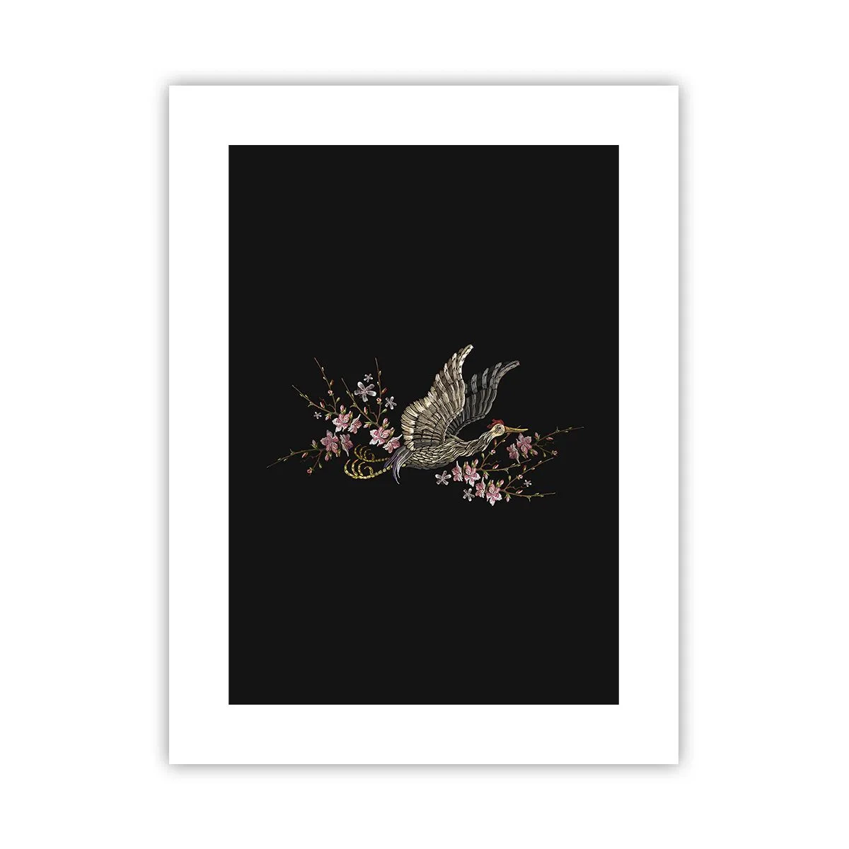 Plakat - Egzotyczny, haftowany ptak - 30x40 cm