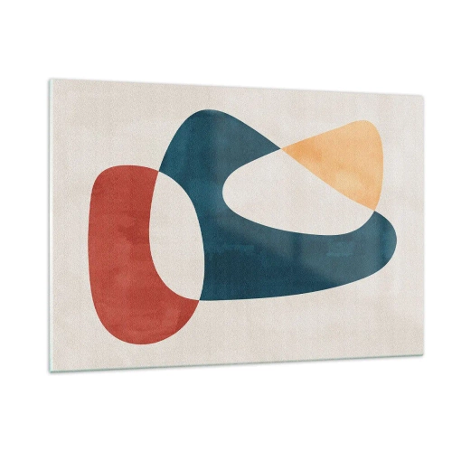 Obraz na szkle - Minimalistyczna abstrakcja w odcieniach czerwieni i granatu - 120x80cm - Wpływy i metamorfozy - Nowoczesna dekoracja ścienna do salonu, kuchni i sypialni ARTTOR