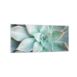 Obraz na szkle - Zbliżenie na zielony sukulent - 120x50cm - Serce pustyni - Nowoczesna dekoracja ścienna do salonu i sypialni ARTTOR