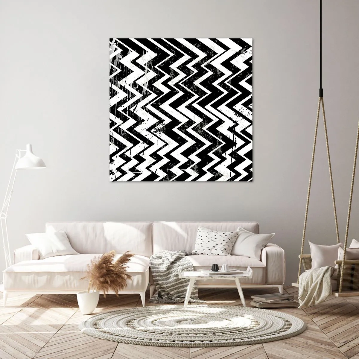Obraz na płótnie - Zyg-białe, zag-czarne - 70x70 cm