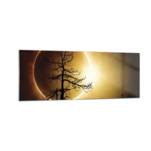 Obraz na szkle - Zaćmienie słońca z sylwetką drzewa na pierwszym planie - 140x50cm - Całkowite zaćmienie - Nowoczesna dekoracja ścienna do salonu i sypialni ARTTOR