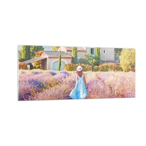 Obraz na szkle - Lawendowa dziewczyna - 100x40 cm