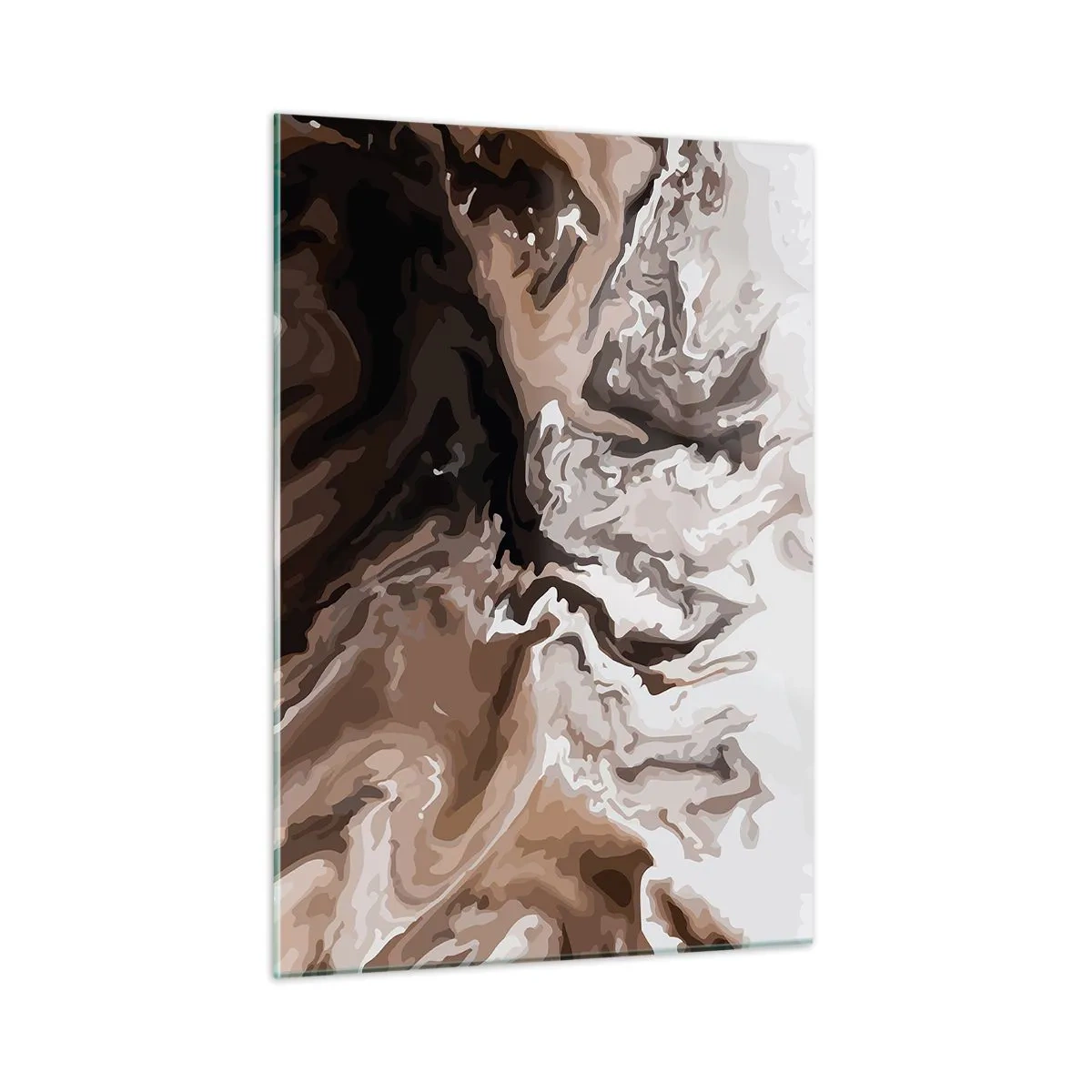 Obraz na szkle - Abstrakcyjny wzór w ciemnych odcieniach brązu i bieli - 50x70cm - Kontredans barw - Nowoczesna dekoracja ścienna do salonu, kuchni i sypialni ARTTOR