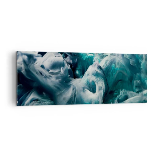 Obraz na płótnie - Dynamiczne abstrakcyjne fale w odcieniach błękitu i bieli - 140x50cm - Ruch koloru - Nowoczesna dekoracja ścienna do salonu i sypialni ARTTOR