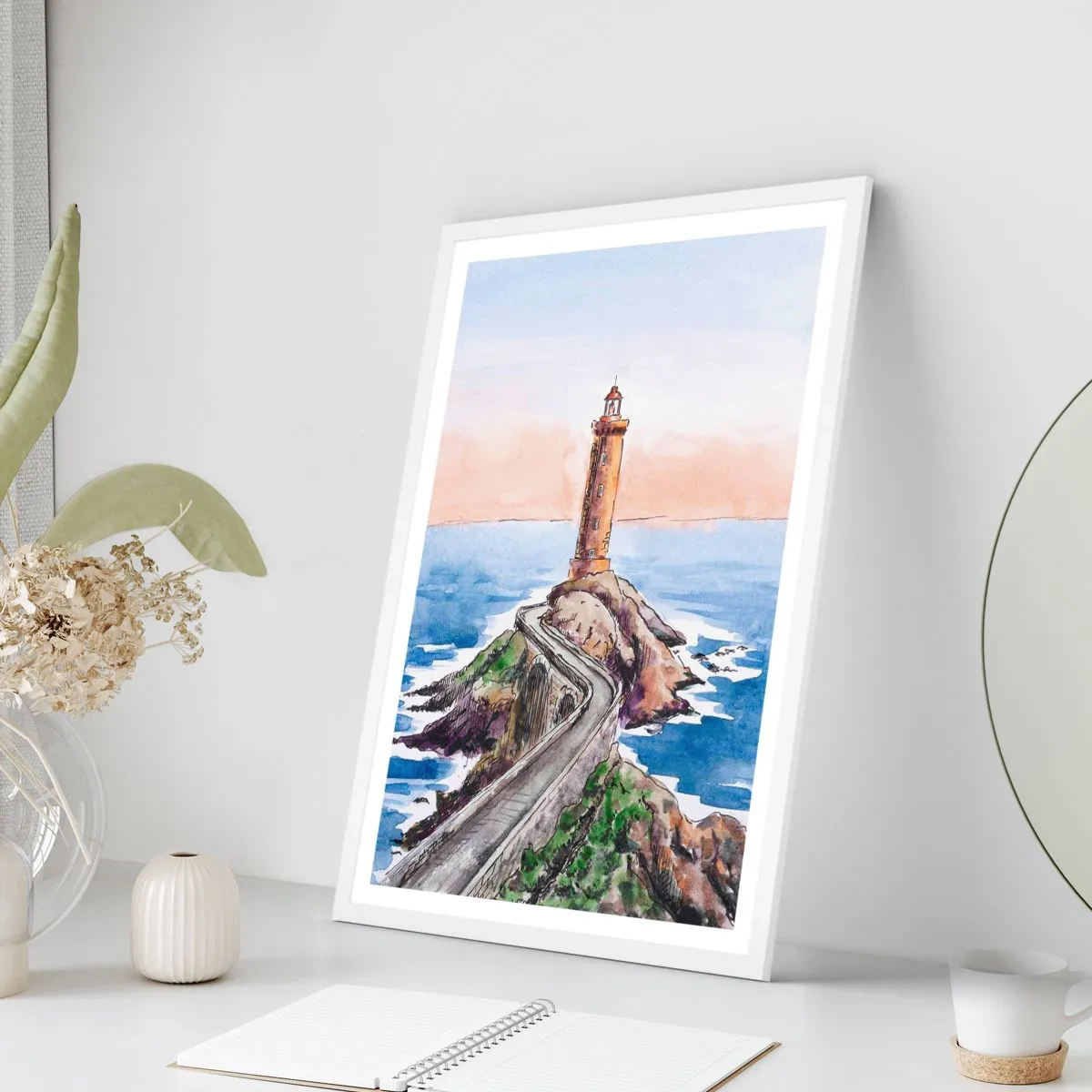 Plakat w białej ramie - Zwrócona ku morzu - 30x40 cm