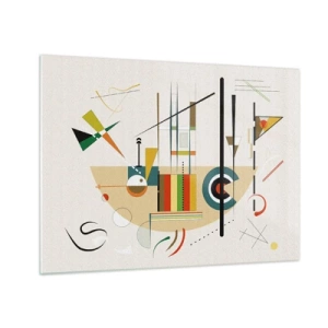 Obraz na szkle - Kolorowa abstrakcja geometryczna na jasnym tle - 70x50cm - I świat się śmieje - Nowoczesna dekoracja ścienna do salonu i sypialni ARTTOR