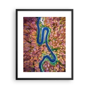 Plakat w czarnej ramie - Krętą drogą poprzez las - 40x50 cm