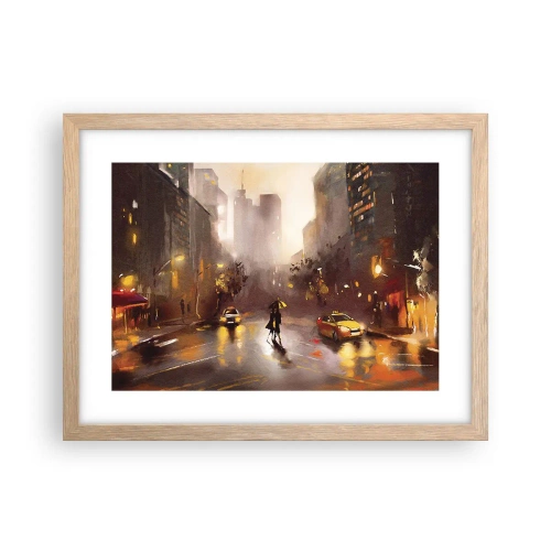 Plakat w ramie jasny dąb - W światłach Nowego Jorku - 40x30 cm