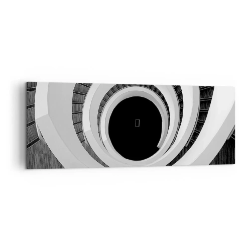 Obraz na płótnie - Czarno-biała spirala schodów w nowoczesnym stylu - 140x50cm - Do istoty rzeczy - Nowoczesna dekoracja ścienna do salonu i sypialni ARTTOR