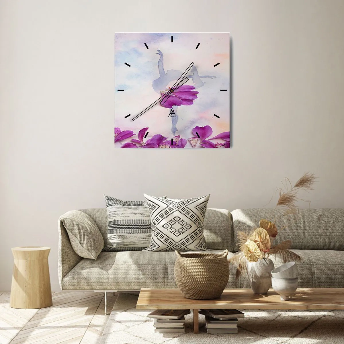 Zegar ścienny - Delikatna jak kwiat - 40x40 cm