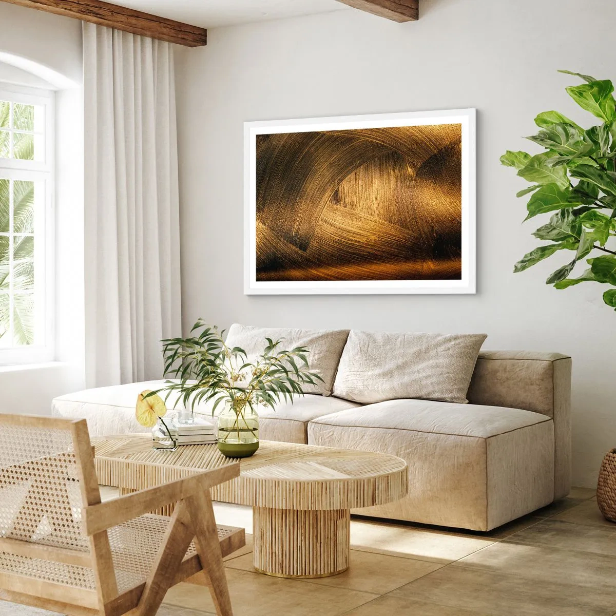 Plakat w białej ramie - W złotym labiryncie - 100x70 cm