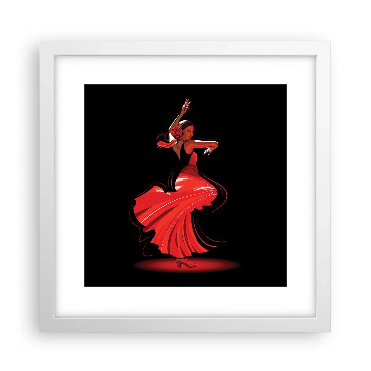 Plakat w białej ramie - Ognisty duch flamenco - 30x30 cm