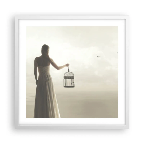 Plakat w białej ramie - Bądź wolna - 50x50 cm