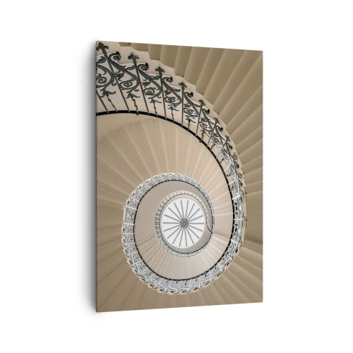 Obraz na płótnie - Spiralne schody w eleganckim ujęciu geometrycznym - 70x100cm - W środku muszli - Nowoczesna dekoracja ścienna do salonu i sypialni ARTTOR