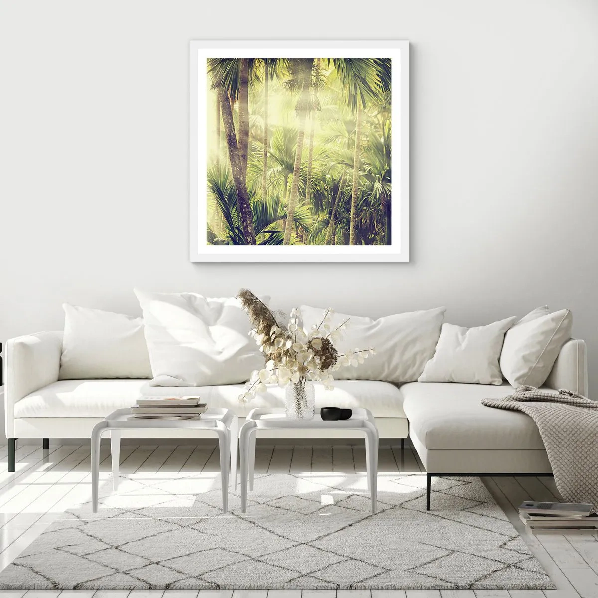 Plakat w białej ramie - W zielonym żarze - 30x30 cm