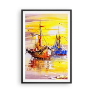 Plakat w czarnej ramie - Zasłużony odpoczynek w porcie - 61x91 cm