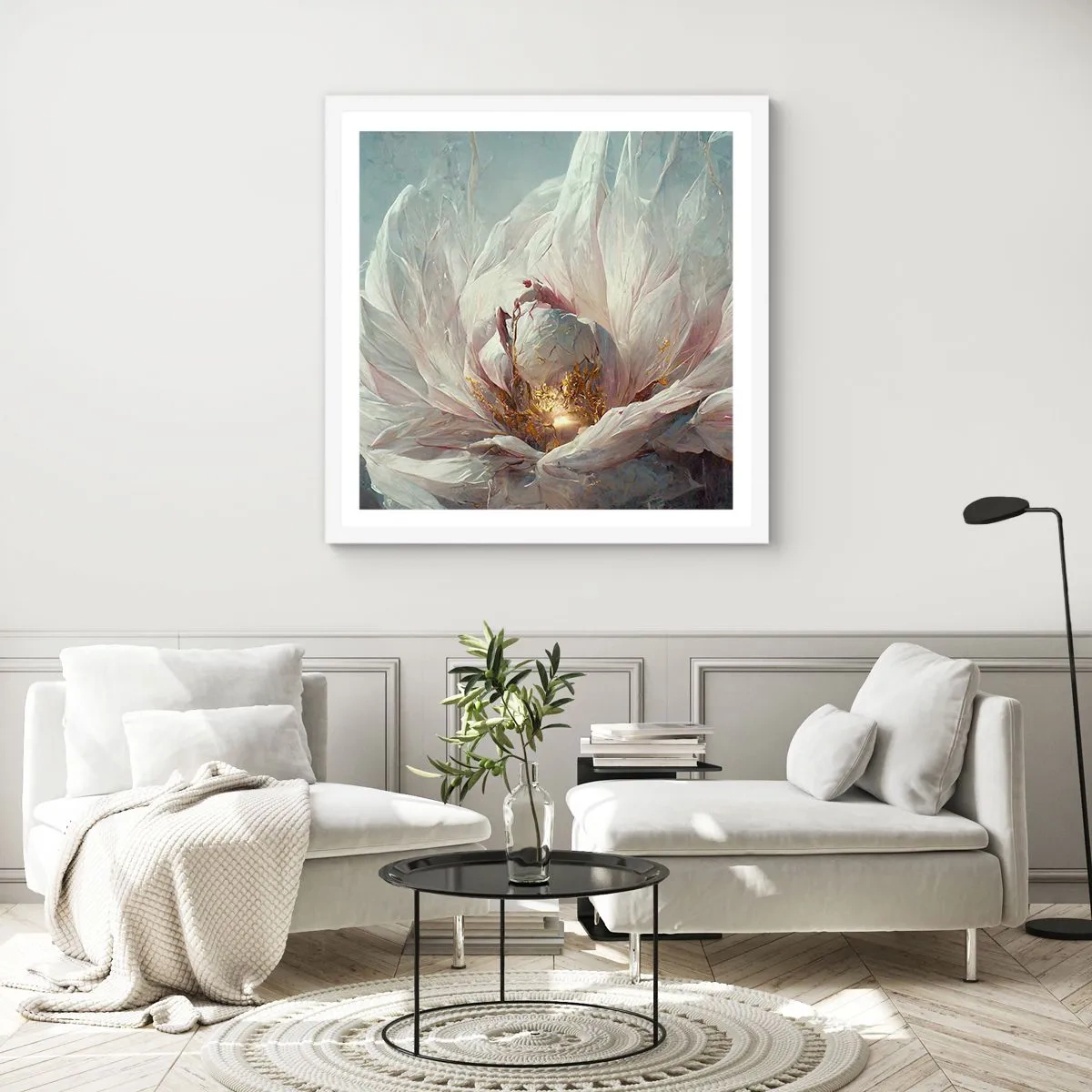 Plakat w białej ramie - Rozkwita raz na sto lat - 60x60 cm