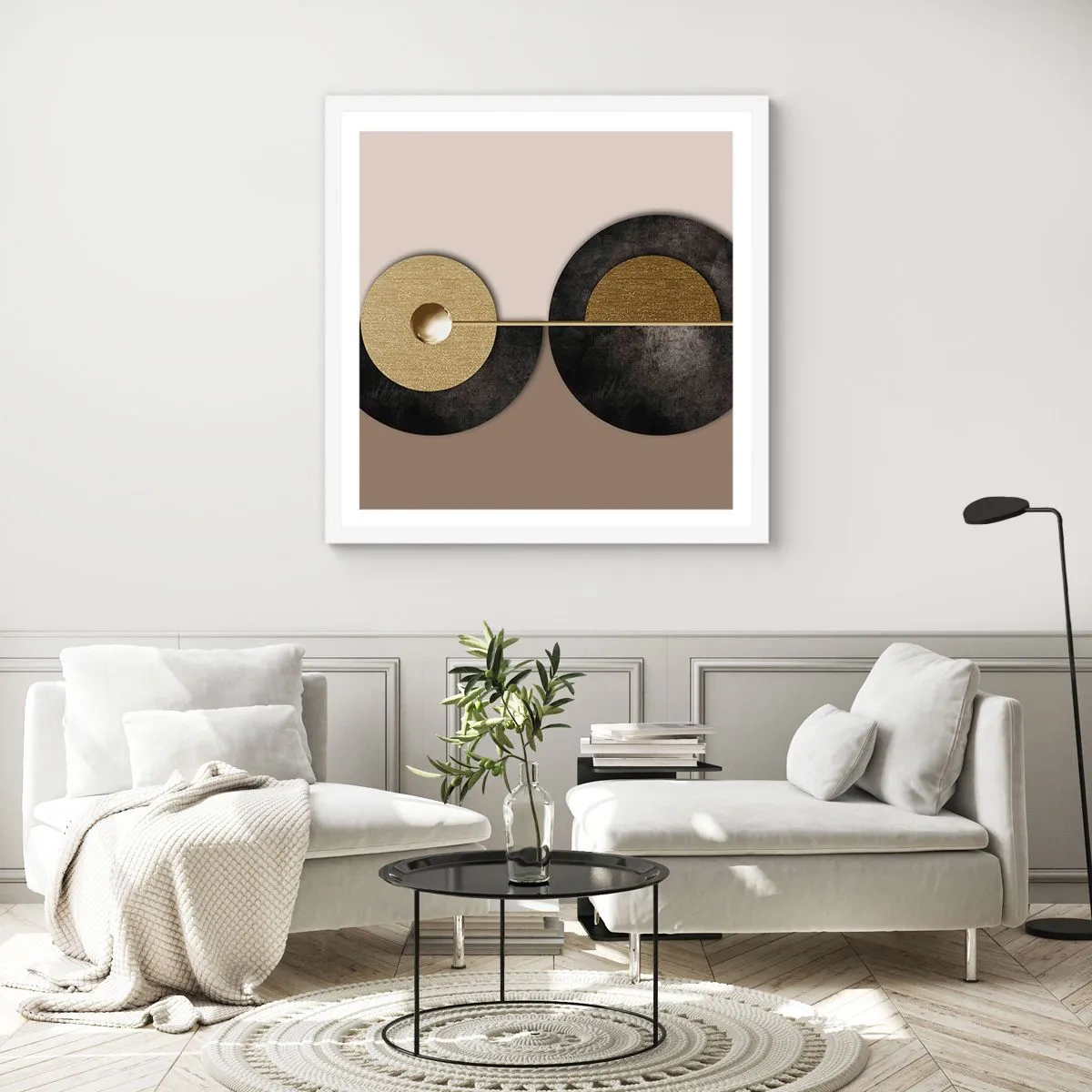 Plakat w białej ramie - Wariacje wokół koła - 30x30 cm