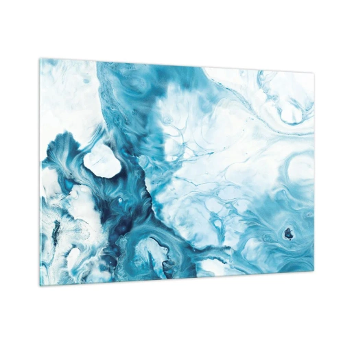 Obraz na szkle - Abstrakcyjna kompozycja w odcieniach błękitu i bieli - 100x70cm - Koncert błękitu - Nowoczesna dekoracja ścienna do salonu, kuchni i sypialni ARTTOR