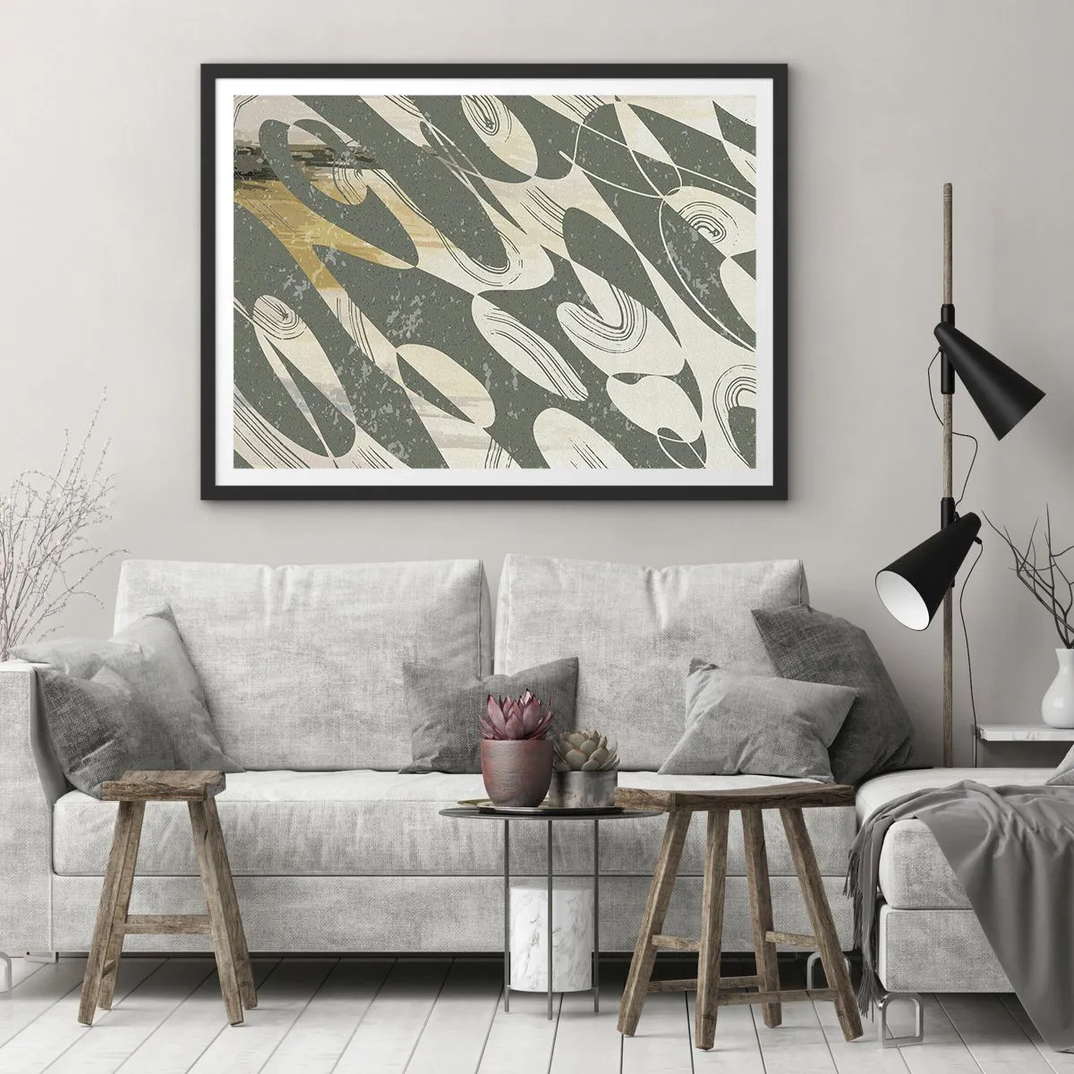 Plakat w czarnej ramie - Abstrakcja zrytmizowana - 50x40 cm