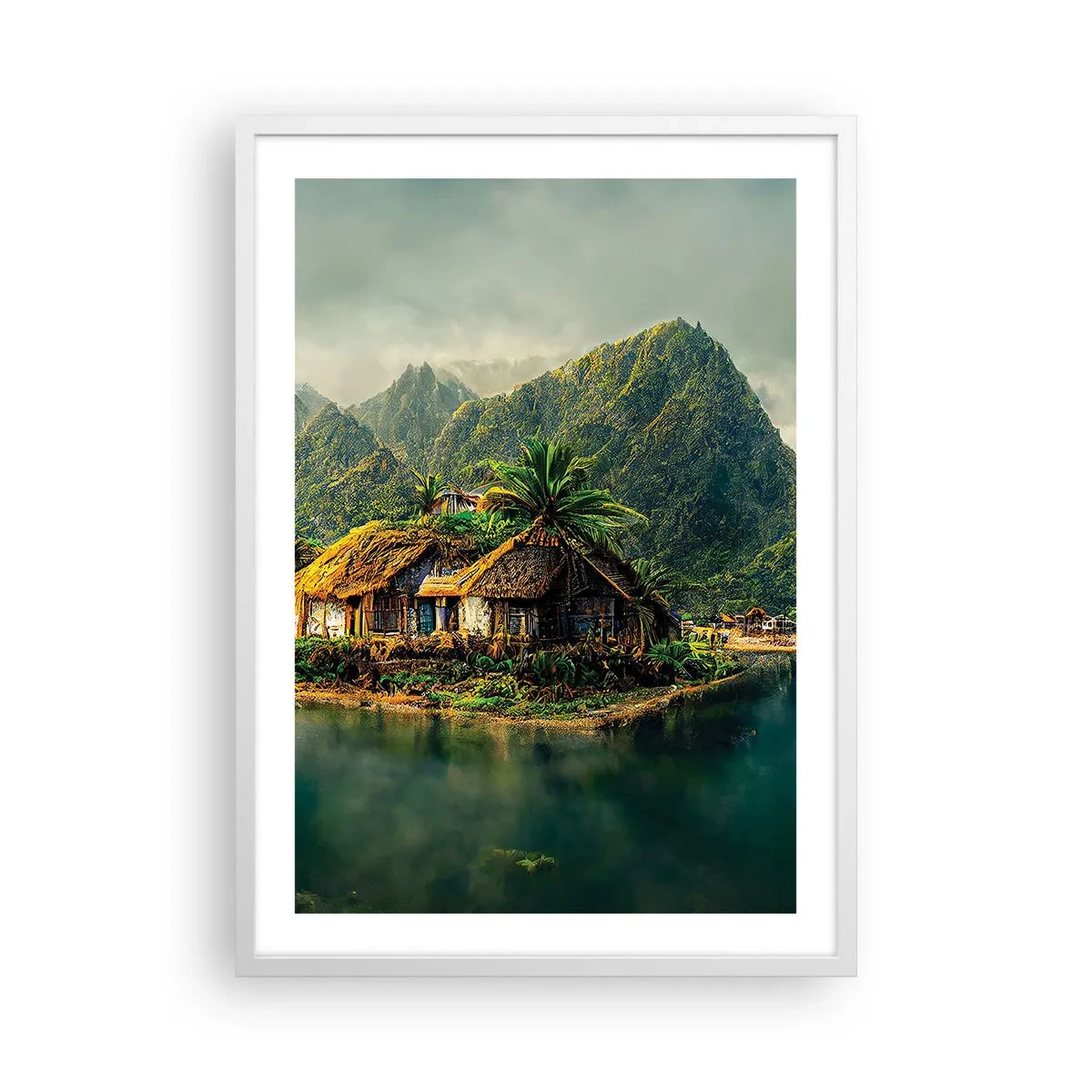 Plakat w białej ramie - Tropikalny raj - 50x70 cm