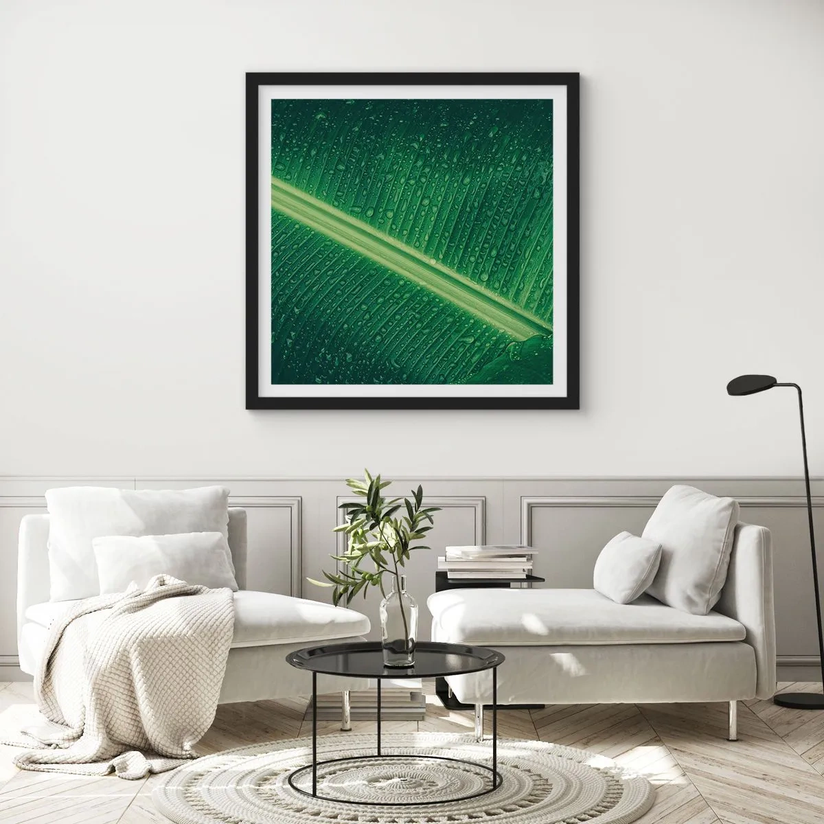 Plakat w czarnej ramie - Struktura zieleni - 30x30 cm