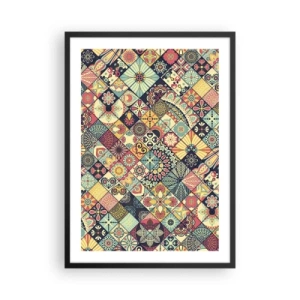 Plakat w czarnej ramie - Kolorowy wzór w stylu mozaiki - 50x70cm - Marokańskie klimaty - Nowoczesna dekoracja ścienna do salonu i sypialni ARTTOR