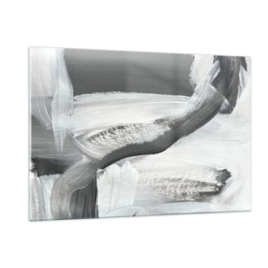 Obraz na szkle - Czarno-biała abstrakcja z dynamicznymi pociągnięciami pędzla - 120x80cm - Zdecydowanym ruchem - Nowoczesna dekoracja ścienna do salonu, kuchni i sypialni ARTTOR