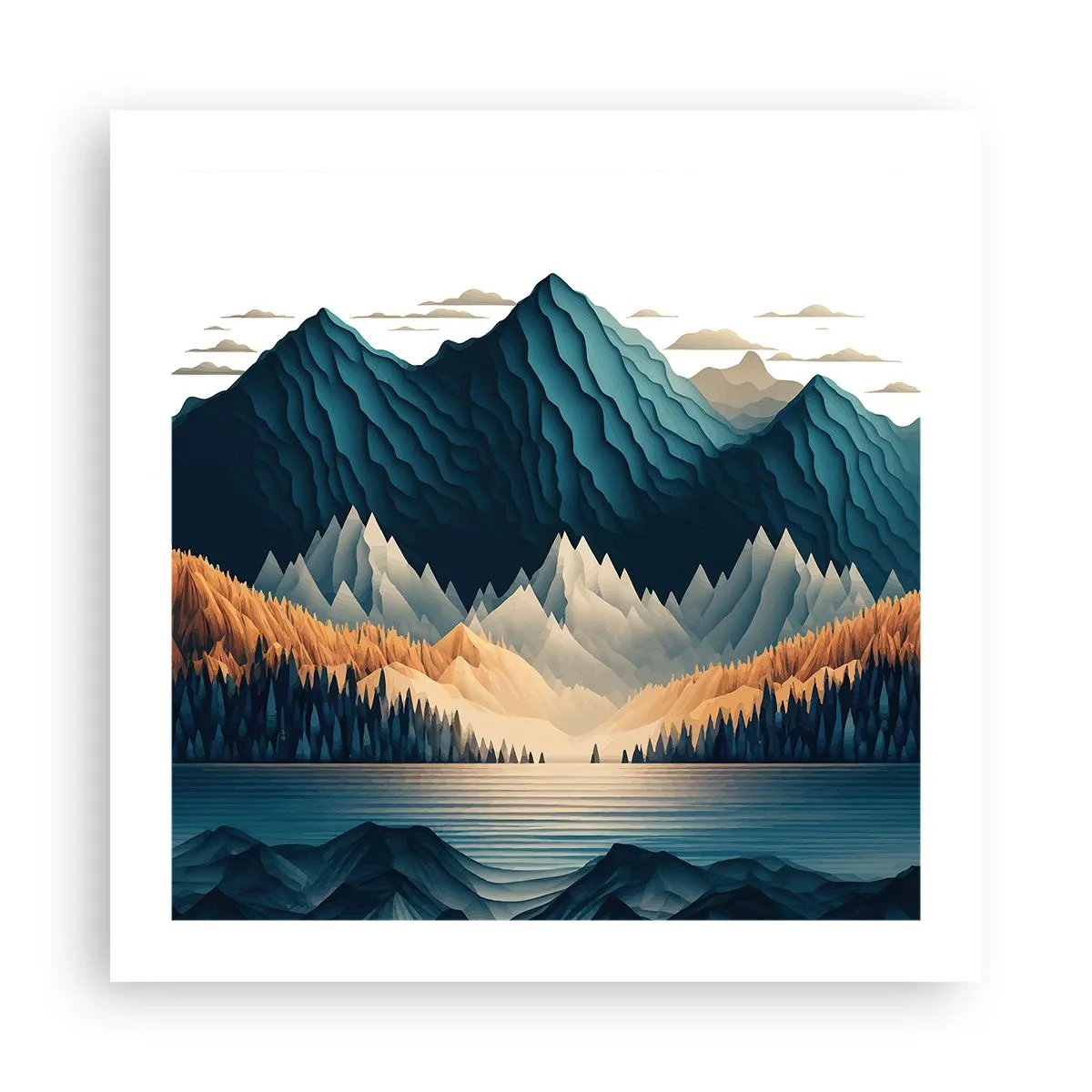 Plakat - Pejzaż górski doskonały - 50x50 cm