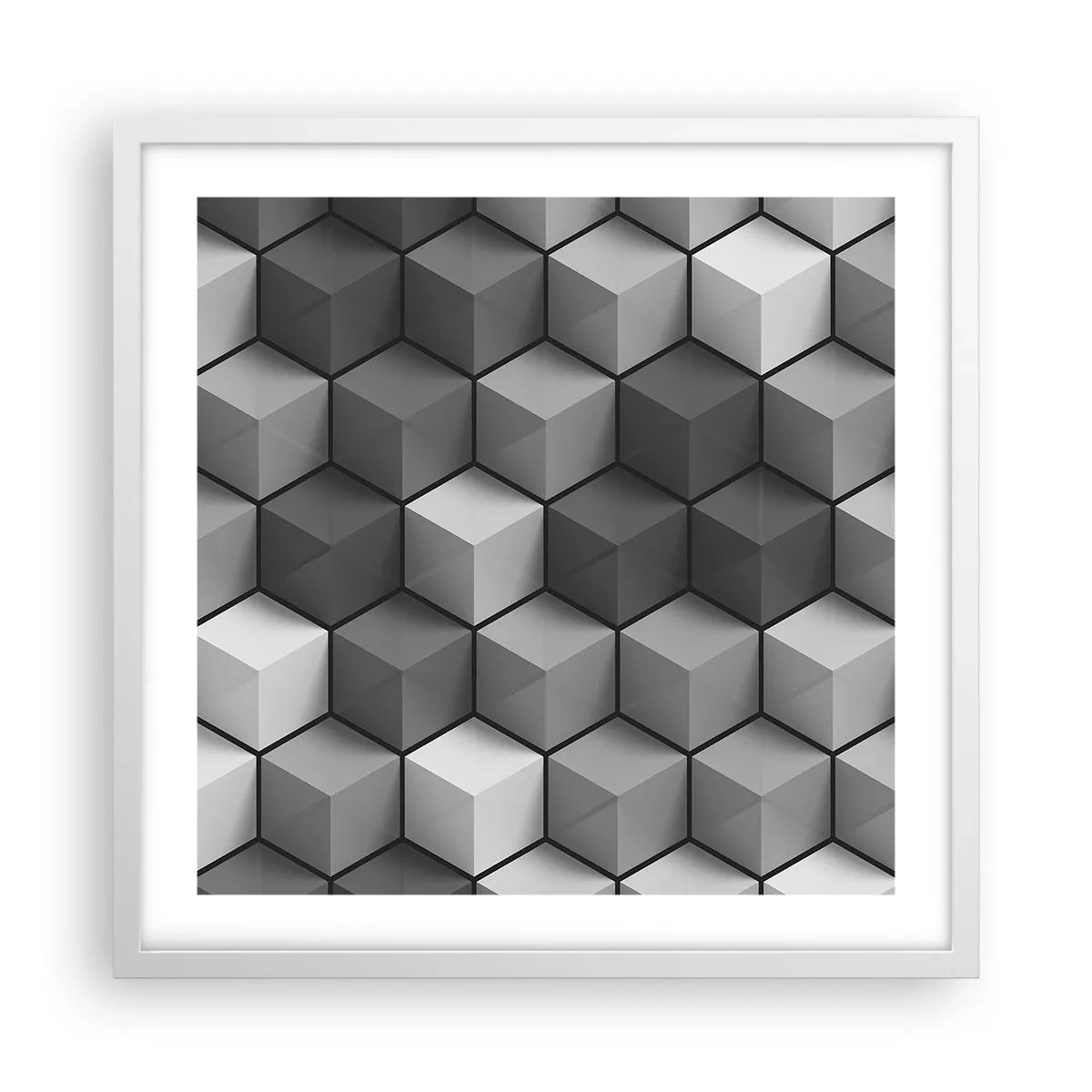 Plakat w białej ramie - Kubistyczna układanka - 50x50 cm