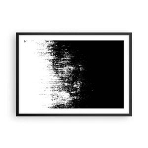 Plakat w czarnej ramie - Minimalistyczna abstrakcja w czerni i bieli - 70x50cm - I zwycięzcą jest… - Nowoczesna dekoracja ścienna do salonu i sypialni ARTTOR
