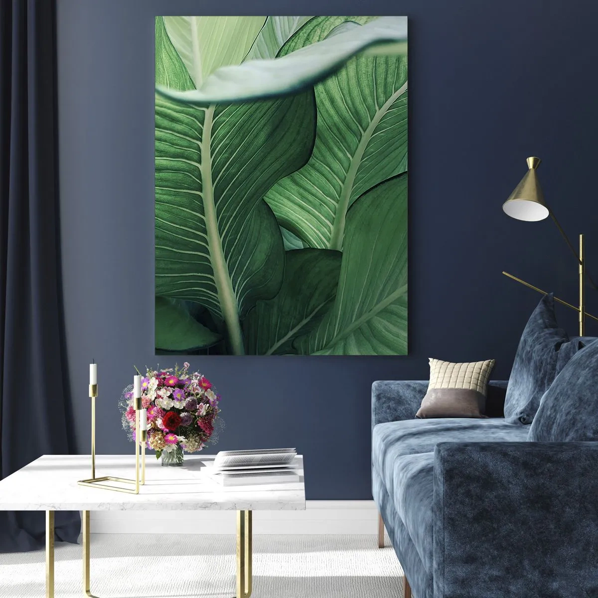 Obraz na szkle - Zielone liście z wyrazistymi detalami i strukturą - 80x120cm - Życie intensywnie zielone - Nowoczesna dekoracja ścienna do salonu i sypialni ARTTOR